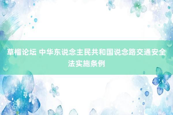 草榴论坛 中华东说念主民共和国说念路交通安全法实施条例